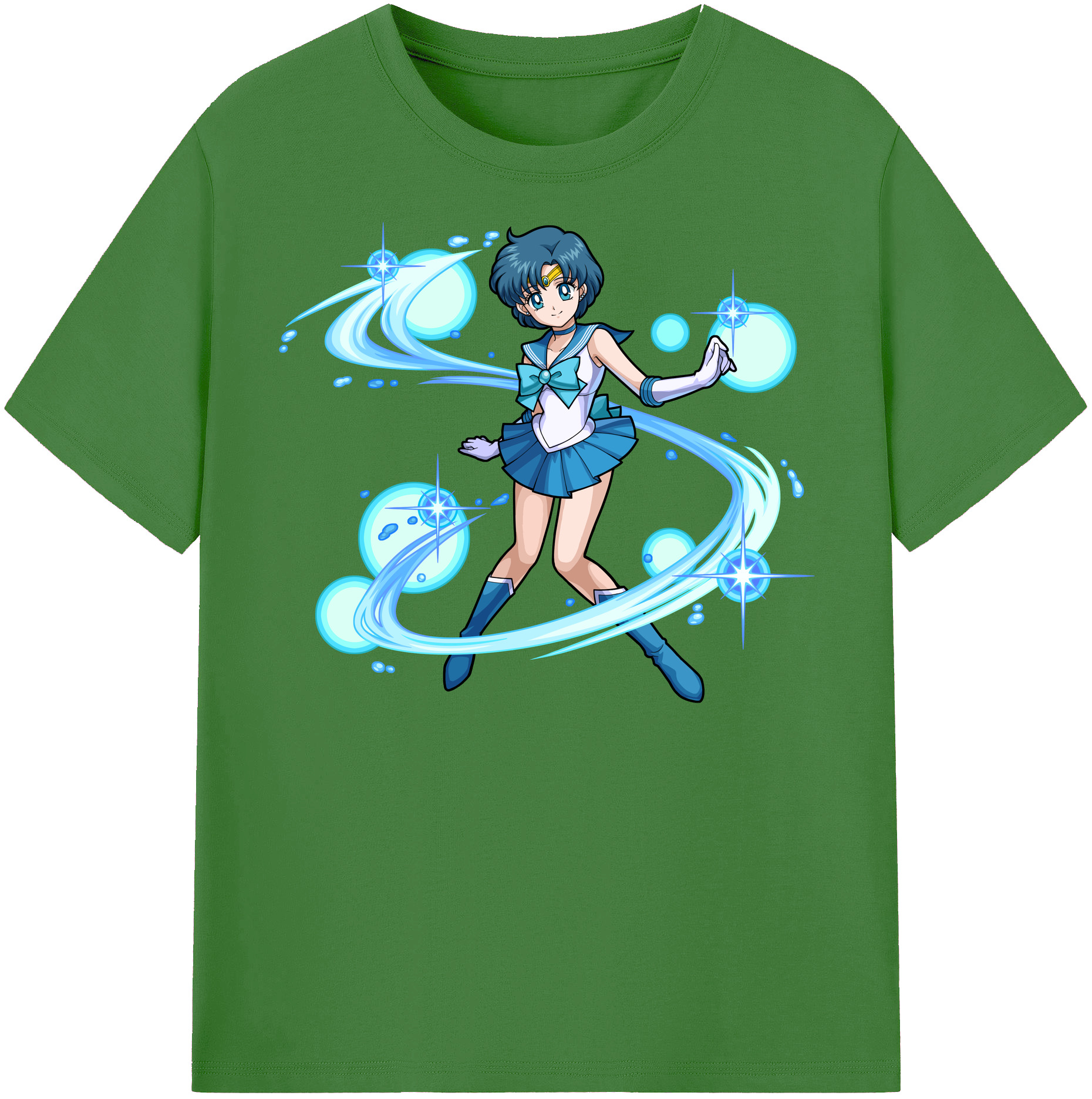 （画像用） 美少女戦士セーラームーン 水野 亜美 みずの あみ Sailor Moon Mizuno Ami レディースカジュアルプリントTシャツ（綿100％）